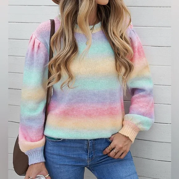 Pastel Gradient‎ Bishop Sleeve Sweater - Picture 7 of 7
